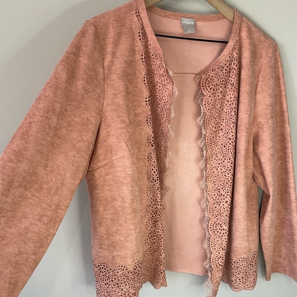 Chico’s perforated faux suede open front blazer large - Picture 5 of 11